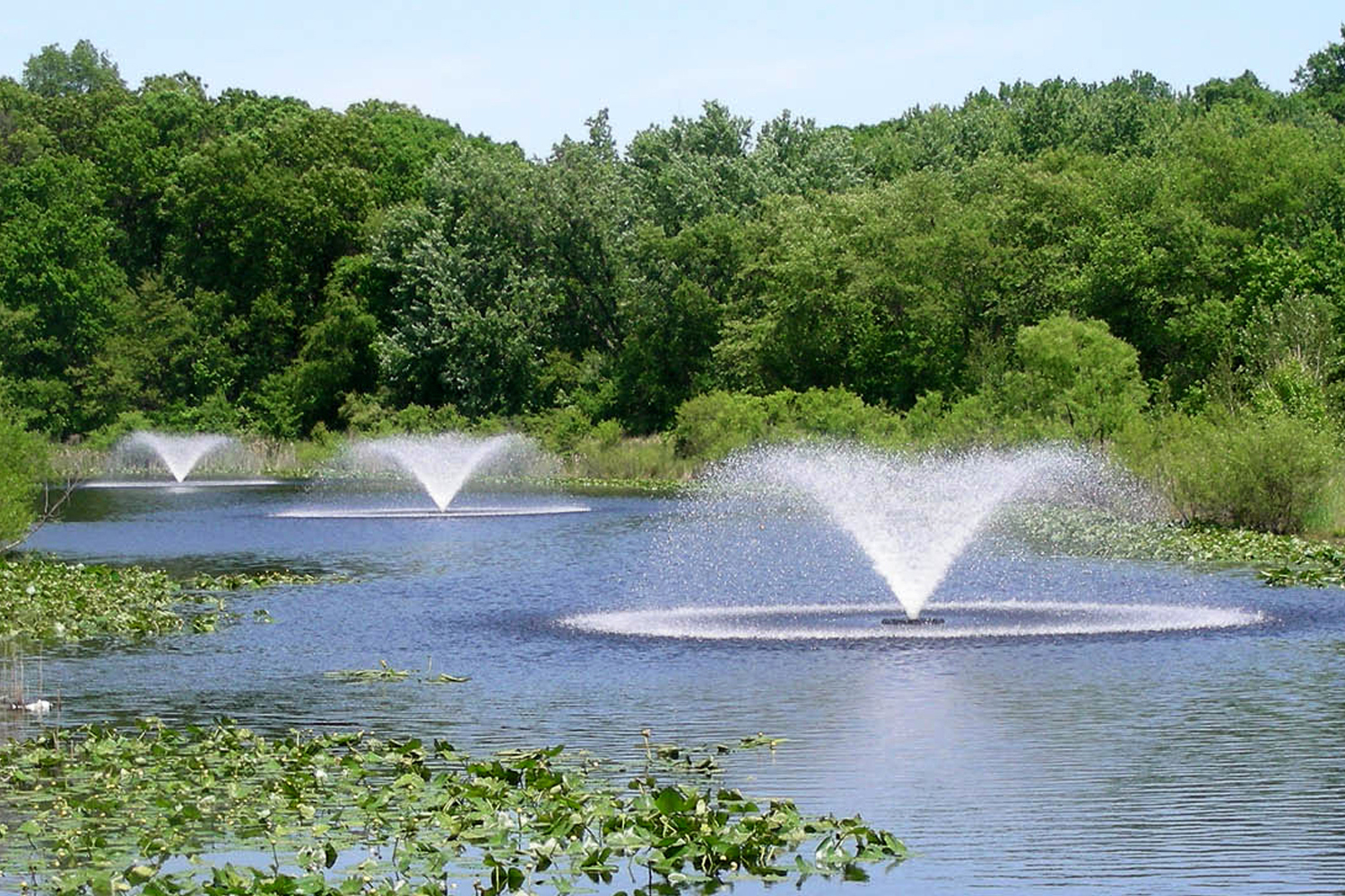 A series of Otterbine's Sunburst Aerating Fountains